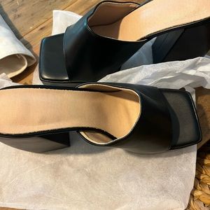 Black heels/sandals. 5.5” heel.